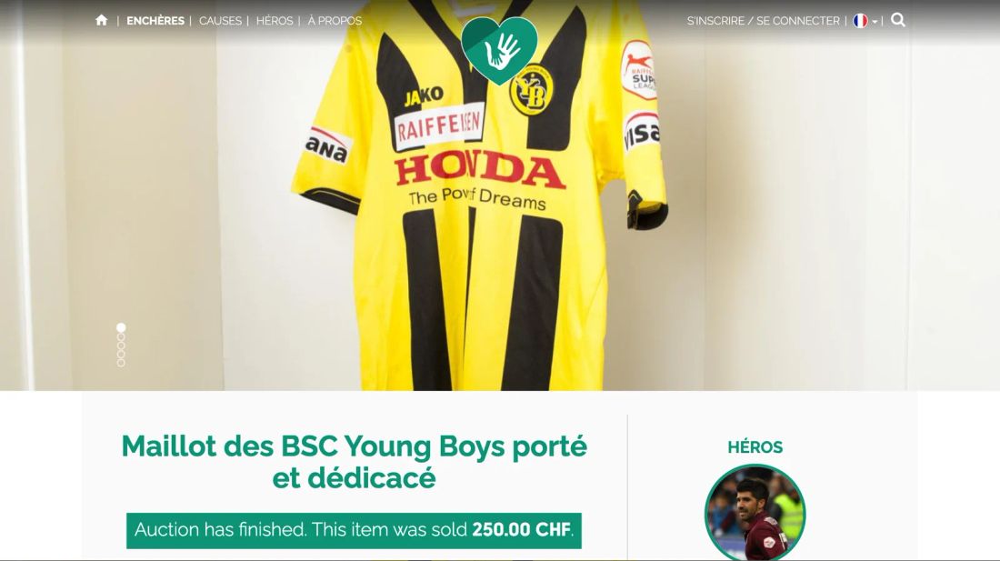 Enchère : maillot BSC Young Boys porté et dédicacé